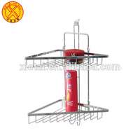 Wholesale banyo aksesuarlari 2 Tier Triangle wall wire bathroom shelf / wire bathroom storage rack