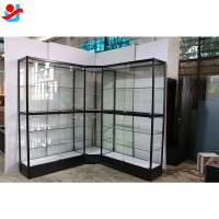 L shape 90 angle glass display showcase for shop